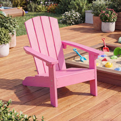 Set of 2 Kid's Adirondack Chair with with High Backrest and Armrests-Pink