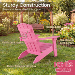 Set of 2 Kid's Adirondack Chair with with High Backrest and Armrests-Pink