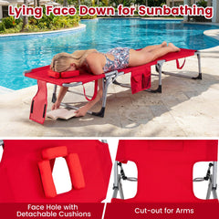 Set of 2 Folding Tanning Chairs with Wipe Clean Fabric, Red