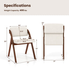 Set of 4 Folding Dining Chairs with Padded Back and Seat, Walnut Rubber Wood