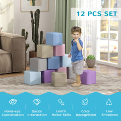 12 Piece Soft Play Blocks Soft Foam Toy Building And Stacking Blocks - Multicolours