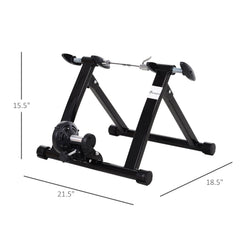 Foldable Indoor Bike Trainer, Stationary Bicycle Stand for Riding Exercise, 26-28" & 700C Wheels, Quick Release Skewer & Front Wheel Riser Block Included, Black