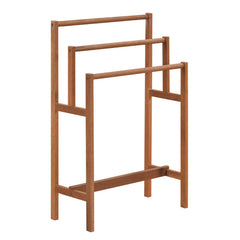 Solid Wood 3-Tier Freestanding Towel Rack with Teak Oil Finish