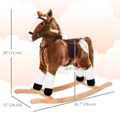 Rocking Horse Plush Pony Children Kid Ride on Toy w/ Realistic Sound (Light Pink)