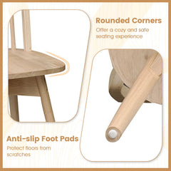 Set of 2 Swivel Windsor Dining Chairs with Spindle Back, Natural Rubber Wood