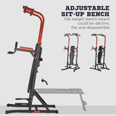 Power Tower Pull Up Bar Station for Home Gym Training Workout Equipment With Sit Up Bench