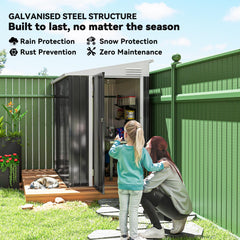 4' x 8' Outdoor Storage Shed Lean to Shed Outdoor Metal Tool Shed with Lockable Door and Air Vents, Light Grey