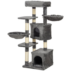 52.5" Cat Tree Tower with Scratching Posts, Cat Condos, Bed, Platforms, Hammocks, for Indoor Cats, Dark Grey