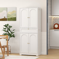 72.4" Tall Kitchen Pantry Cabinet, Modern Freestanding Storage Cabinet with Shaker Doors and Adjustable Shelves, White