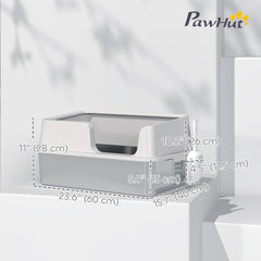 Stainless Steel Cat Litter Box with Lid with Scoop, High Sided, Non-Stick, & Anti-Urine Leakage, Easy Cleaning