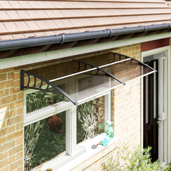 Window Awning Door Canopy, Polycarbonate Front Door Outdoor Patio Cover, Sun Shelter, Hollow Sheet for UV, Rain, Snow and Sunlight Protection, Brown, 40" x 80"
