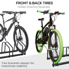 3-Bike Bicycle Floor Parking Rack Cycling Storage Stand Ground Mount Garage Organizer for Indoor and Outdoor Use Black