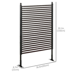 Picket Metal Garden Fence for Hard & Soft Ground, 5 ft(H) Standing Outdoor Fencing with Feet, Animal Barrier Flower Bed Landscape Edging, Brown