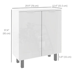 Shoe Cabinet, Shoe Storage Cabinet with Soft-Close Hinges and Adjustable Shelves, Holds 15-20 Pairs, High Gloss White