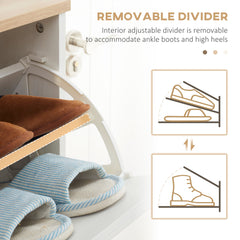 Modern Shoe Cabinet with 3 Flip Drawers and Adjustable Shelf, 12 Pair Shoe Storage Cabinet for Hallway, Entryway, White