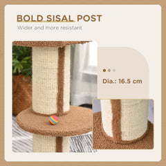Cat Tree Kitty Tower with Sisal Mat Scratching Post, Cat Bed, Cushion, Perch, 18" x 18" x 36", Brown