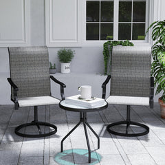 Outdoor Swivel Dining Chairs Set of 2, High Back Swivel Chairs with All Weather Mesh for Deck, Backyard, Poolside, White
