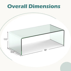 Tempered Glass Coffee Table Set of 3 with 1 Clear Coffee Table and 2 End Tables