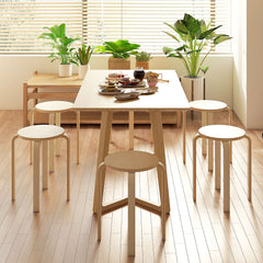 Round Stackable Chairs Set of 4, 18-Inch Backless Stacking Stools for Kitchen, Dining Room, Office, Outdoors