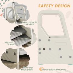 Adjustable Height Toddler Step Stool with Handle & Foot Pads, Grey