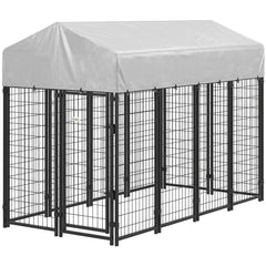 Outdoor Dog Kennel with Waterproof UV-Resistant Cover, 4 x 4 x 4.5 ft