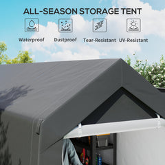 7' x 12' Outdoor Storage Shed Portable Garage with Roll-up Door for Motorcycle, Bike, Garden Tools, Beige