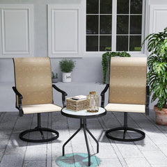 Outdoor Swivel Dining Chairs Set of 2, High Back Swivel Chairs with All Weather Mesh for Deck, Backyard, Poolside, White