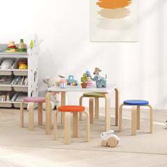 Kids Table and Chair Set, 5-Piece Children Furniture Set, Kids Table and 4 Chair Set for Daycare, Classroom, Playroom