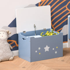 Kids Toy Storage Box, Organizer Chest with Gas Stay Bar Seating Bench, Blue