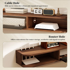 47" Floating TV Stand for TVs up to 50 Inch, Wall Mounted Media Console with Flip Drawer and 2 Open Shelves, Walnut