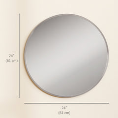 24" Decorative Wall Mirror for Bedroom Living Room, Modern Round Bathroom Mirror for Home Decor, Black
