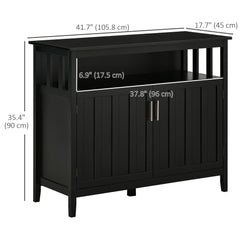 Sideboard Buffet Server Storage Cabinet Console Table with 2 Doors and Adjustable Shelves for Kitchen & Dining Room, Black
