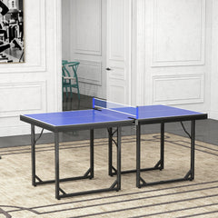 6x3ft Compact Midsize Table Tennis Table Multi-Use Family Ping-pong Table Free Standing Folding Blue