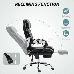 6 Point Massage Office Chair with Remote, Ergonomic Reclining Computer Desk Chair with Footrest, Side Pocket, Black