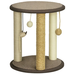 17" Cat Tree, Kitty Activity Centre with Hanging Toys, Cat Tower with Jute, Sisal, Seagrass Scratching Post, Brown