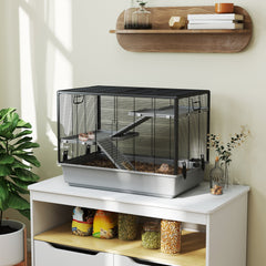 3-tier Hamster Cage, Guinea Pig Cage, Pet Chinchillas Play House Indoor with Accessories Food Dish Water Bottle, Ramps, 31.5"x19"x 23", Black