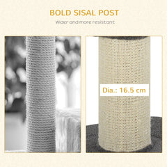 Cat Tree Kitty Tower with Sisal Mat Scratching Post, Cat Bed, Cushion, Perch, 18" x 18" x 36", Brown