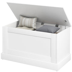 31.5 Inches Storage Chest, Storage Trunk with Safety Hinge, Wooden Box for Living Room, Natural Wood Grain