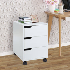 3 Drawer File Cabinet, Mobile Vertical Filing Cabinet with Wheels, Printer Stand with Storage for Home Office, Oak