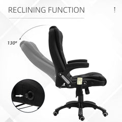 Ergonomic Office Chair Large Leather Massage Executive High Back Reclining Swivel Wheels Black
