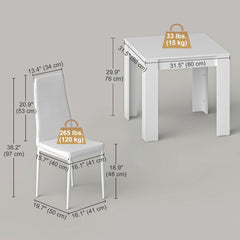 Dining Table Set for 2, Square Kitchen Table and Chairs, Dining Room Table and PU Leather Upholstered Chairs, Black
