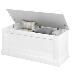 31.5 Inches Storage Chest, Storage Trunk with Safety Hinge, Wooden Box for Living Room, Natural Wood Grain