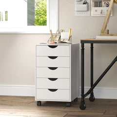 File Cabinet with 5 Drawer Wheels, 15.7" x 15.7" x 26.4", Black