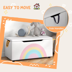 Toy Chest, Kids Toy Bench Box, Lightweight Storage Bench with Lid and Side Handles, for Nursery Room Playroom Bedroom, Gift for 3-8 Years Old, White