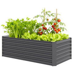 6' x 3' x 2' Raised Garden Bed, Galvanized Planter Box for Growing Flowers, Herbs and Vegetables, Brown