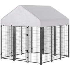 Outdoor Dog Kennel with Waterproof UV-Resistant Cover, 4 x 4 x 4.5 ft