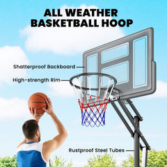 Basketball Hoop, 7.7 FT to 10 FT Adjustable, Portable Basketball Goal with 43'' Shatterproof Backboard,Fillable Base