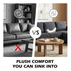 L Shaped Couch, L Shape Sofa with Chaise Lounge and Spring Cushion for Living Room, Bedroom, Beige