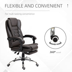 Ergonomic Office Chair with Back Support, PU leather Executive Office Chair with High Back, Retractable Footrest, Black