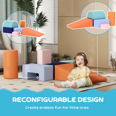 6 Piece Soft Play Equipment for Kids 6-72 Months, Orange and Blue